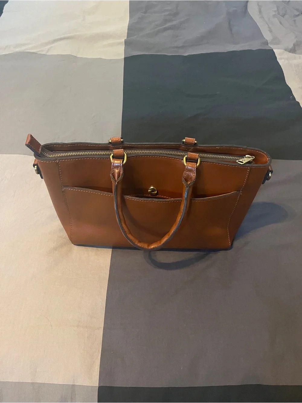 Patricia Nash Aileen Brown Leather Satchel with Top Handles
